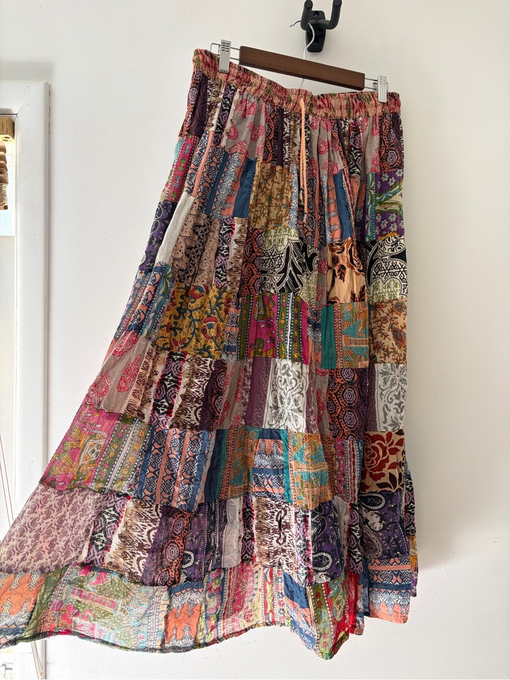 Patchwork Cotton Colorful Pull On Boho Festival Maxi Skirt - Picture 11 of 13